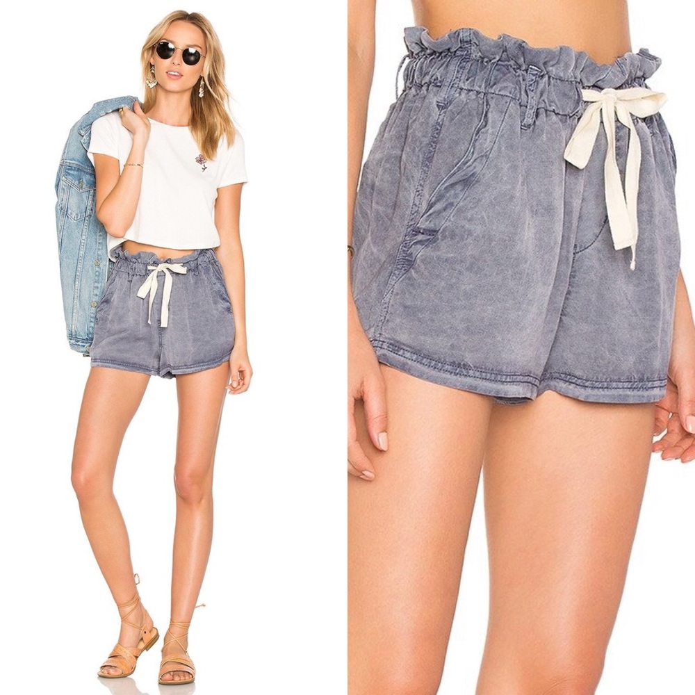 Free People High Waisted Wash drawstring shorts